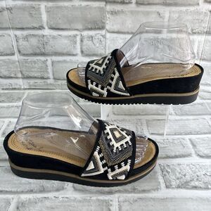 Natural Soul Kiki Women's Size 8 Boho Aztek Chic Platform Comfort Slide Wedge